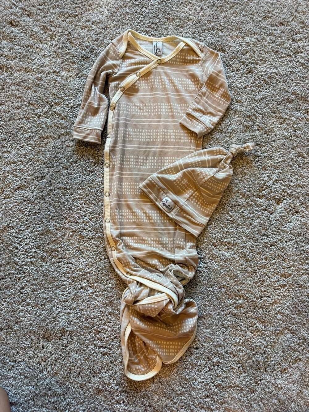 Copper Pearl Newborn Knotted Gown and Top Knot Hat Set Vance